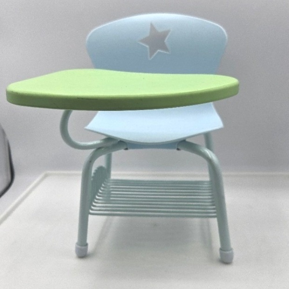 American Girl Doll Blue & Green Star School‎ Desk Attached Arm Chair